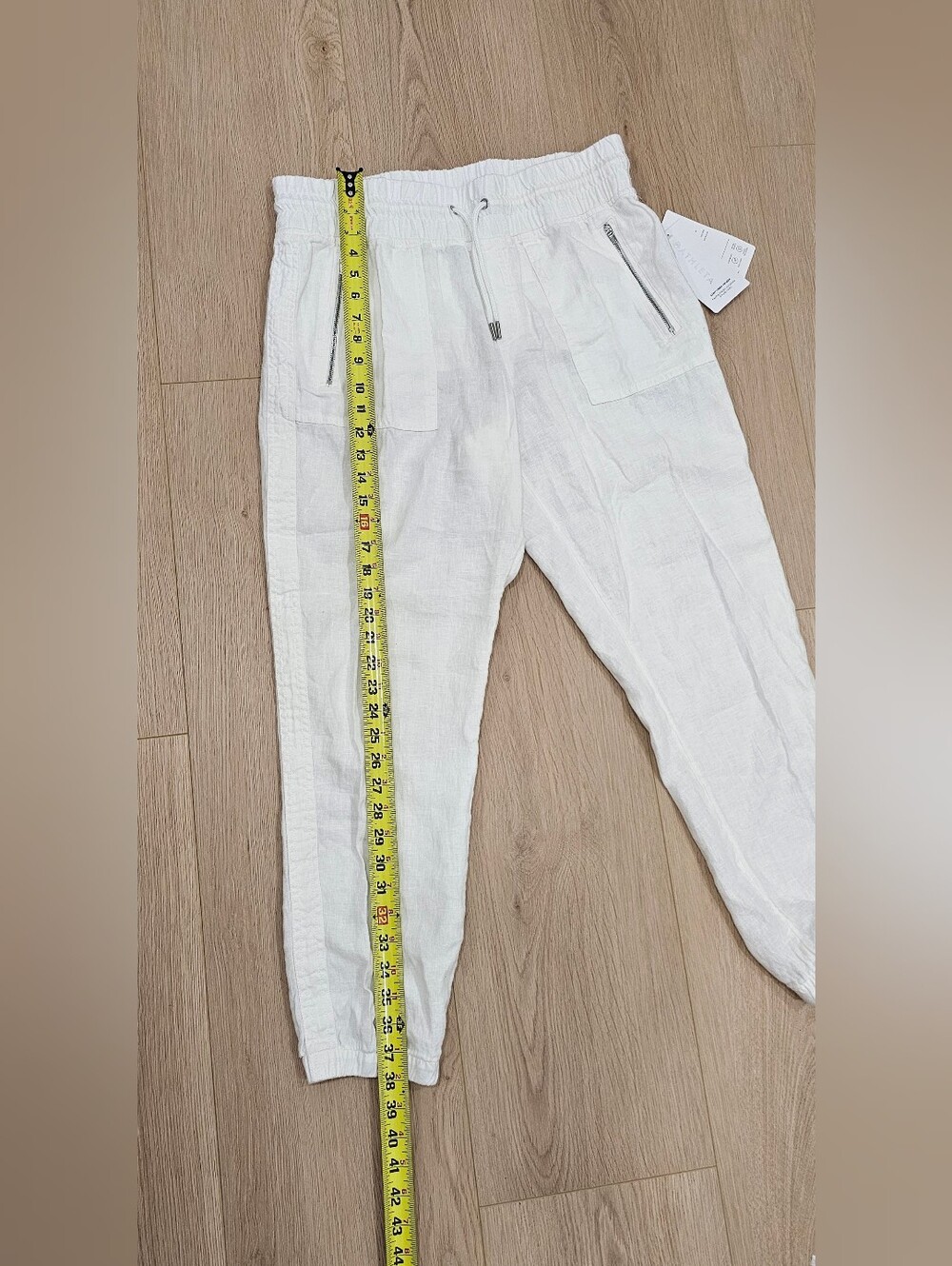 Athleta Cabo Linen Jogger Pants Womens 10 White 100% Linen Drawstring NWT - Picture 8 of 9